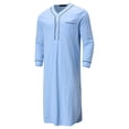 thumbnail image 4 of Mens Nightgown Loose Comfy Pajamas Long Sleeves Soft Plain Night shirts Henley Big Tall Sleepwear Loungewear, 4 of 6