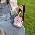 thumbnail image 3 of Bolso bandolera de lona de color para mujer, bolso con estampado de dibujos animados, color rosa, 3 of 5