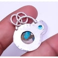 thumbnail image 2 of Copper Pink Opal With Kingman Blue Turquoise 925 Sterling Silver Pendant 1.33" A313, Beautiful Jewelry For Woman & Gi, New Year Sale, Valentin's Day G, 2 of 2