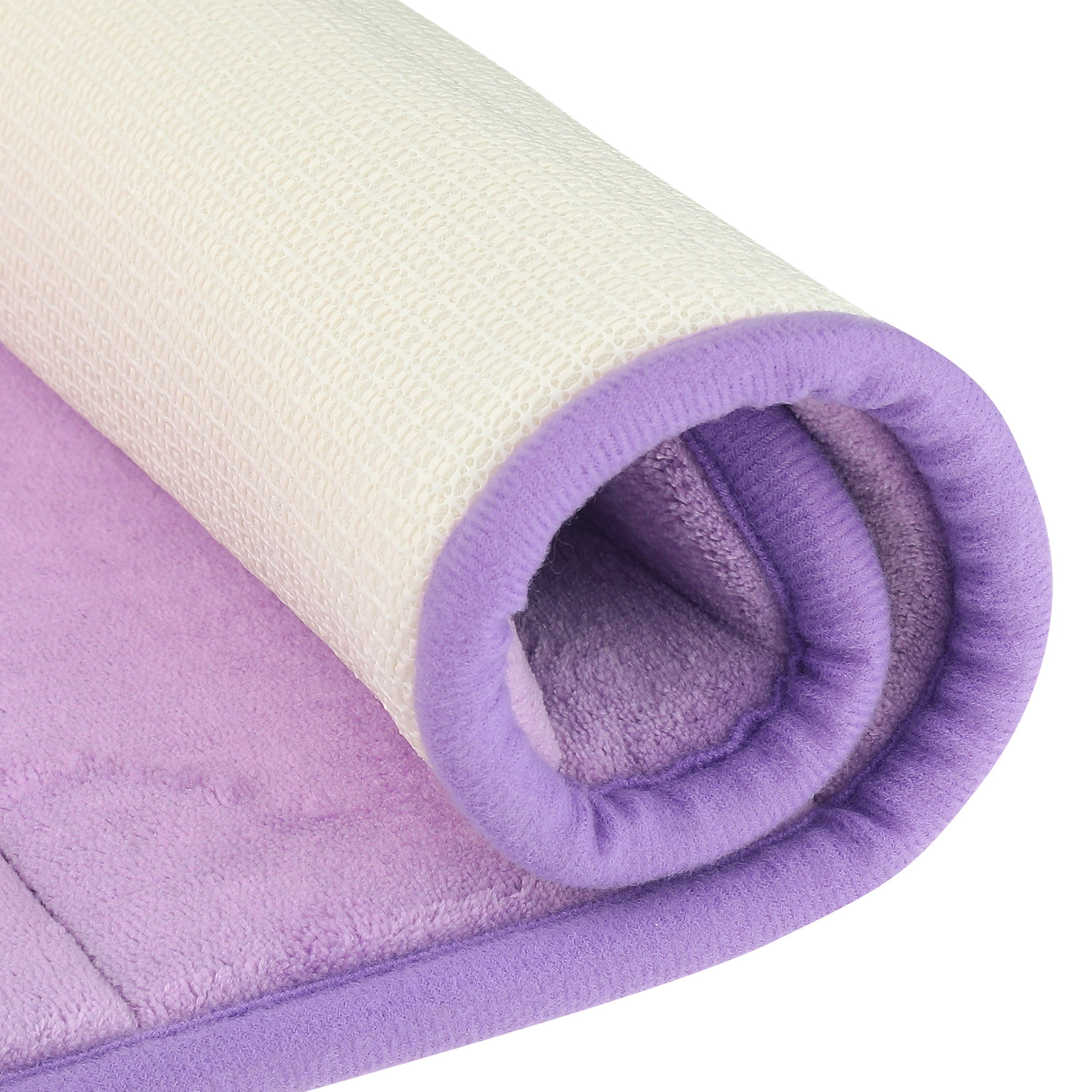 Unique Bargains 2 Pcs Soft Thick Absorbent Quick Dry Bathroom Bath Rugs Non Slip Purple 16" x 24"