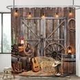 thumbnail image 2 of Rustic Barn Door Shower Curtain Set, Western Cowboy Shower Curtains, Farmhouse Country Cactus Shower Curtains for Bathroom, Farm Wooden Vintage Bathtub Decor Accessories with Hooks,72X84IN Brown, 2 of 6