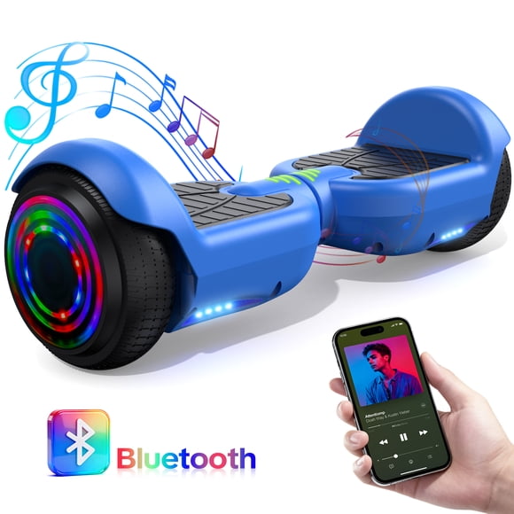 HOVERSTAR 6"Off-Road Hoverboard for Kids & Adults,Two-Wheel Self Balancing Flashing LED Wheels Electric Scooter,15km/h Max Speed,LED Light,UL 2272 Certified (Blue)