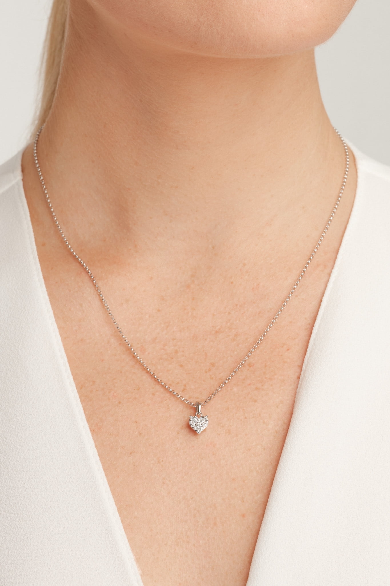 Forever Facets 1/5 CT TW Lab Grown Diamond Necklace in Platinum over Sterling Silver, Adult Female