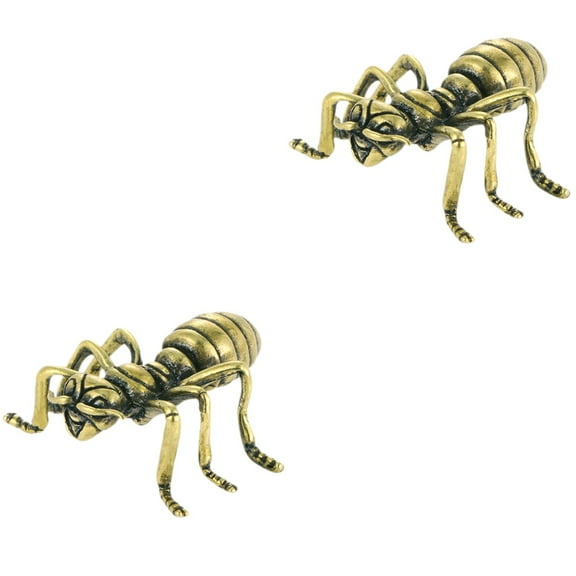FRCOLOR 2pcs Ant Figurine Copper Ant Statue Small Sculpture Ornament Home Tabletop Decoration