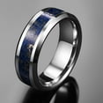 thumbnail image 2 of 8mm Lapis Lazuli Tungsten Carbide Ring for Unisex Beveled Edges Wedding Band Size 7-12, 2 of 5