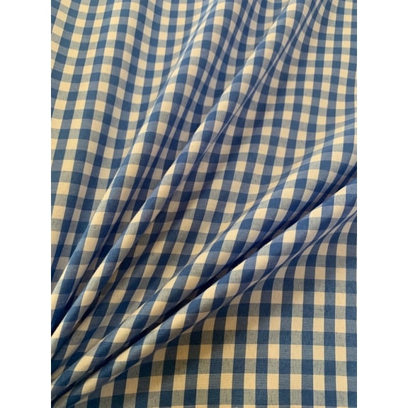 Burlap Fabric 1/4 Inch Check Gingham Fabric, Blue - 60 Inch Wide, By the Yard