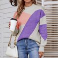 thumbnail image 1 of REDHOTYPE Femmes Demi Col Haut Couleur Bloquant Pull en Tricot Col Rond Imprimé Pull Top, 1 of 2