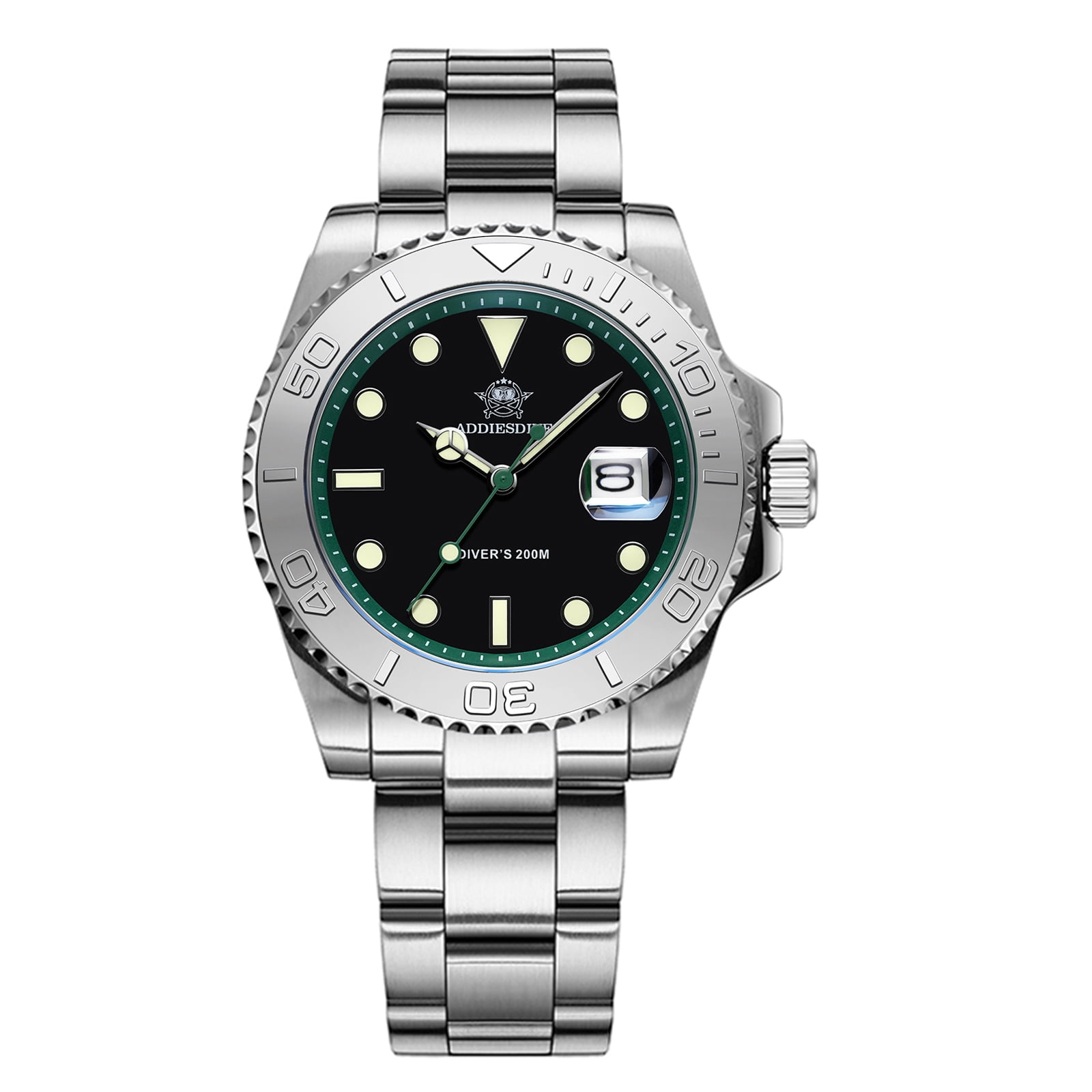 ADDIESDIVE Men’s Dive Watch 200m Waterproof - Japanese Quartz Movement Stainless Steel with Ceramic Bezel & Super Luminous BGW9 Dive Watch for Men