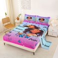 thumbnail image 2 of Castle Fairy Inspirational Girl Queen Sheets 4 Pieces,Butterfly Quote Art Queen Sheet Sets,Purple,1 Fitted Sheet, 1 Flat Sheet and 2 Pillowcases, 2 of 6