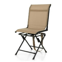 Hunting Chair, 360°Swivel Hunting Blind Chair, 330LBS Capacity, Folding Silent Deer Hunting Chair Without Armrest, Portable Ground Blind Chair with Carrying Strap for Fishing, Camping, Balcony, Brown