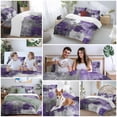 thumbnail image 6 of Purple Grey Duvet Cover Set, Modern Oil Painted Abstract Art Aesthetics Soft Duvet Cover Twin Size Bedding Set 4 Pieces, 1 Quiltcover and 2 Pillowcases with Zipper, 1 Bed Sheet for All Seasons, 6 of 9