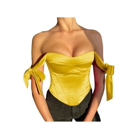 

Kiapeise Corset Tops for Women Backless Bandage Lace Up Bustier Push Up Sexy Crop Tank Cami Aesthetic Fairycore