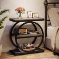thumbnail image 4 of Tribesigns End Table, Narrow End Table with 3 Storage Shelves, Wood Side Table with Black Metal Frames, 4 of 8