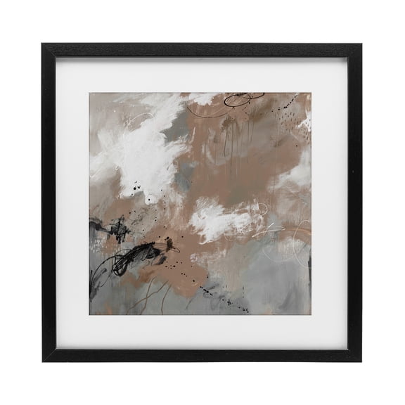 Stupell Industries Brown & Grey Brushwork Black Framed Print Under Glass, design by Ruth Fromstein