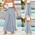 thumbnail image 7 of PUWEI Women's Casual Striped Wide Leg Pants Loose Fit Elastic Waist Lounge Pants Palazzo Trousers, 7 of 7
