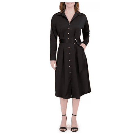 French Connection Women's Long Shirt Dress Size Large Black