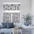 thumbnail image 6 of 3 Piece Kitchen Curtains and Valances Set Navy Blue Flowers Cafe Curtains 36 Inch Length Retro Ethnic Floral Pastoral Art Valance & Tier Curtain for Living Room Bedroom Small Window 54"x18"+27"x36"*2, 6 of 6