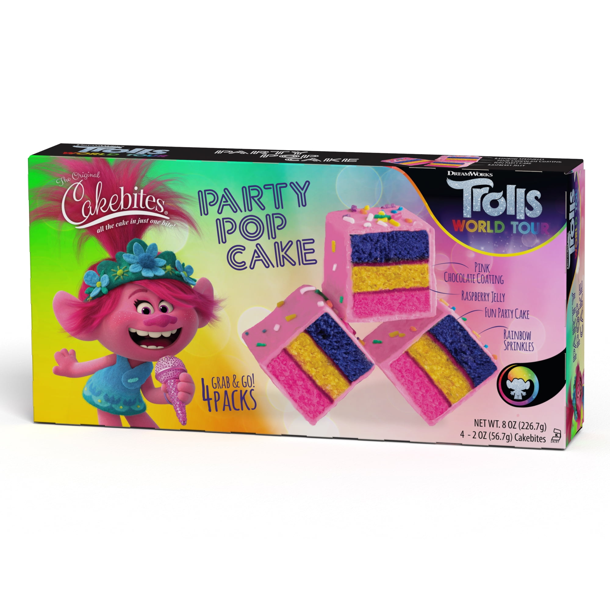 CakeBites Kosher Original Trolls Poppy Cakes, 2 Oz, 4 Count