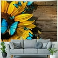 thumbnail image 4 of PRATYUS  Yellow Sunflower Tapestry Butterfly Floral Bloom Flower Spring Plant Brown Farmhouse Nature Country  Wall Hanging Bedroom Living Room Dorm Decor  Painting, 4 of 6