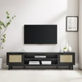 thumbnail image 3 of Walker Edison Boho 2-Door Rattan TV Stand for TVs up to 80”, Black, 3 of 14