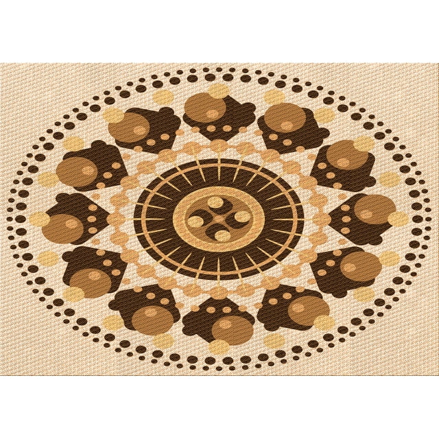 Ahgly Tapis Rectangulaire Lavable en Machine Intérieur Transitionnel Kaki Or, 2 Pieds x 5 Pieds