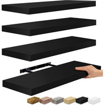 SSyao Floating Shelves for Bedroom, Kitchen, Living Room, Bathroom Over The Toilet - Home Decor, Farmhouse Style, 24 x 9 Inch Wall Mounted (4 Pack)