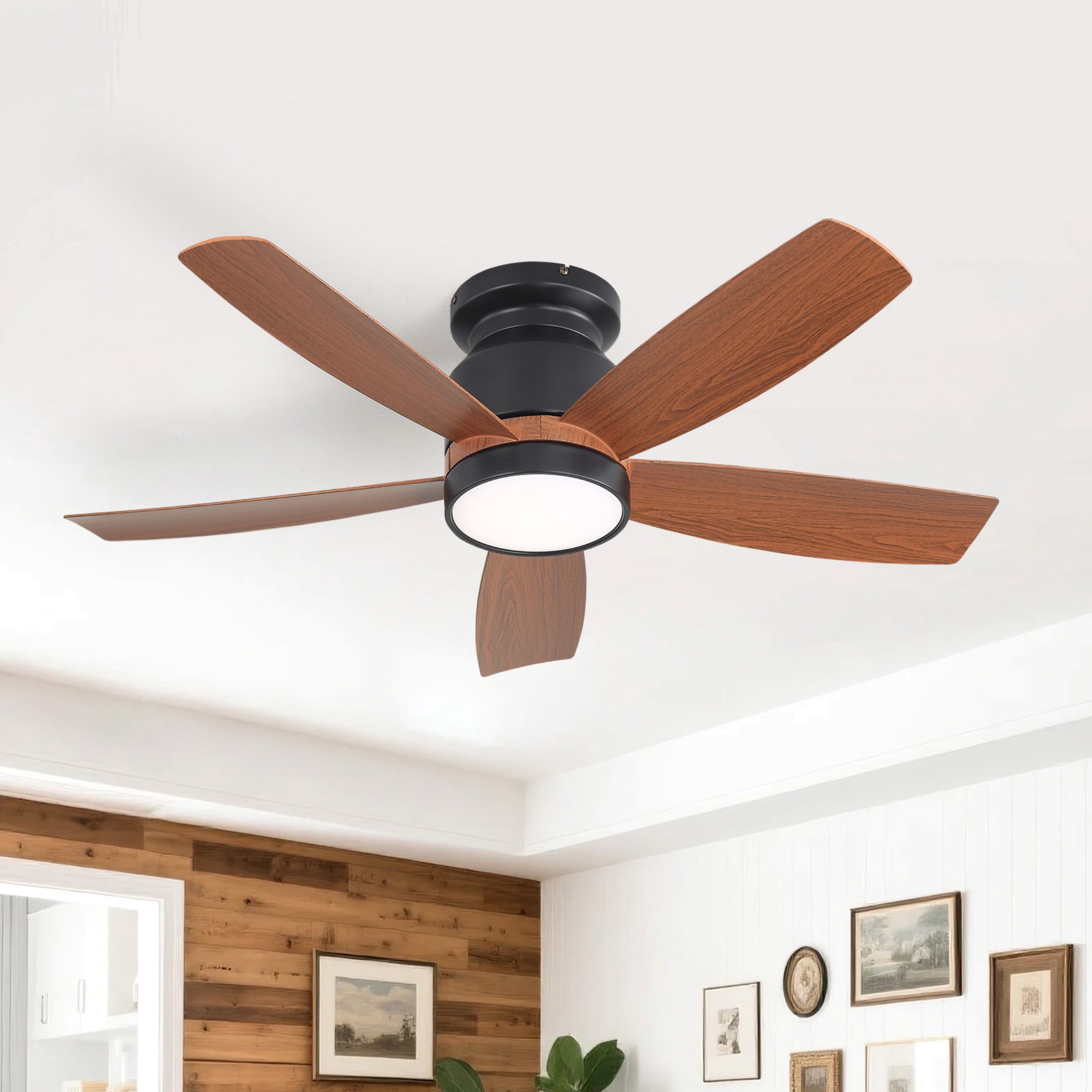 Sofucor 42 Inch Brown Ceiling Fan with Lights and Remote