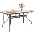 thumbnail image 4 of TLSUNNY Outdoor Patio Dining Table, W/ Umbrella Hole, Rectangular Glass Table, Outdoor Metal Furniture for Small Space, 4 of 9