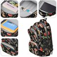 thumbnail image 4 of Mushroom and Moon Black Pattern Backpack for School, Cute School Bag with Adjustable Shoulder Straps and Padded Back, 16.9"x12.6"x5.9", 4 of 5