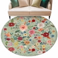 thumbnail image 6 of Sage Green Floral Round Rug 6ft Washable Circle Kitchen Rugs Non Slip Spring Flowers Leaves Farmhouse Large Area Rug Indoor Floor Carpet for Bedroom Living Room Home Office Dining Room Nursery, 6 of 8
