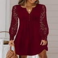 thumbnail image 2 of Robe Décontractée Automne pour Femmes Boutons Dentelle Florale Manches Longues Mini Robe, 2 of 3