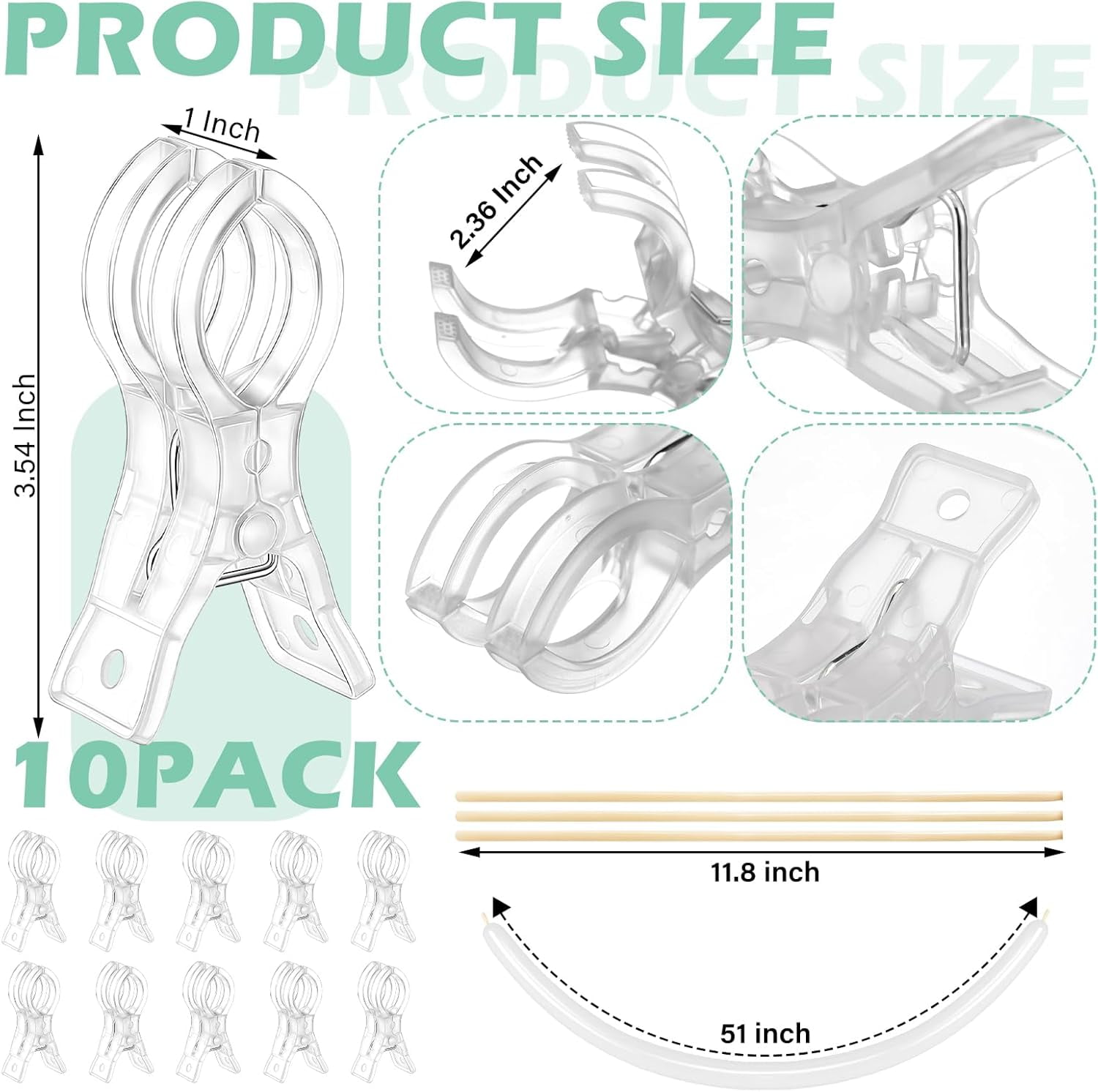 10 Pack Large Balloon Arch Clips Plastic Transparent Backdrop Spring Clamps 3.5 Inch Heavy Duty Clip and 100 Pcs Clear 260 Long Balloons Arch Kit Birthday Decoration Crafts Photography