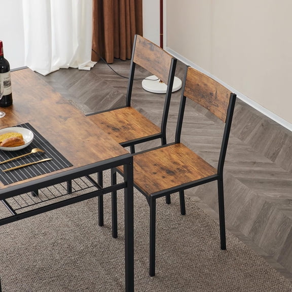 YYAo 4-Piece Dining Table Set with 2 Chairs and Bench, Kitchen Table for Small Space, Home Kitchen Bar Pub Apartment Dining Furniture, Rustic Brown