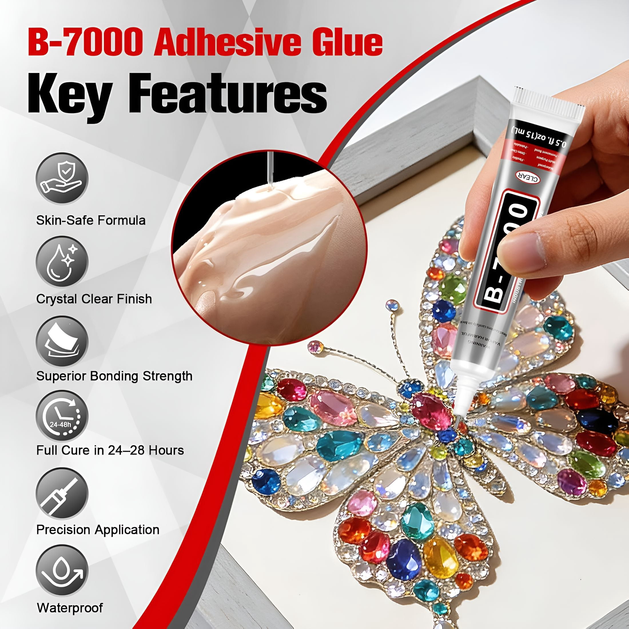 CCOCC Glue 15ml/0.5 fl oz 24-Pack - High Strength, Flexible, Waterproof Adhesive for Jewelry, Electronics, Crafts and More