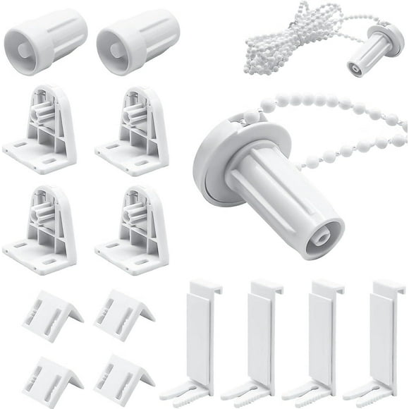 2 Sets 17mm Plastic Roller Blind Repair Kit, No Drilling Kit Needed, for Roller Blinds, Blackout Shutters, White