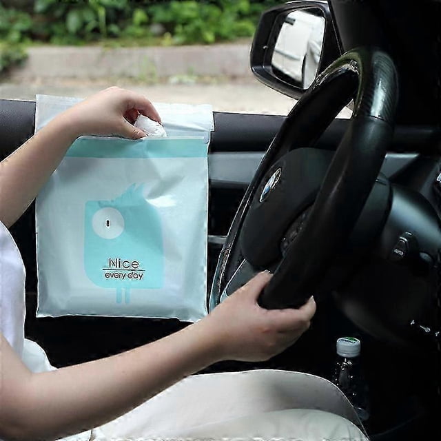15pcs Self-adhesive Car Trash Bag Cute Cartoon Office Portable Hanging Garbage Bags Disposable Cleaning YDW