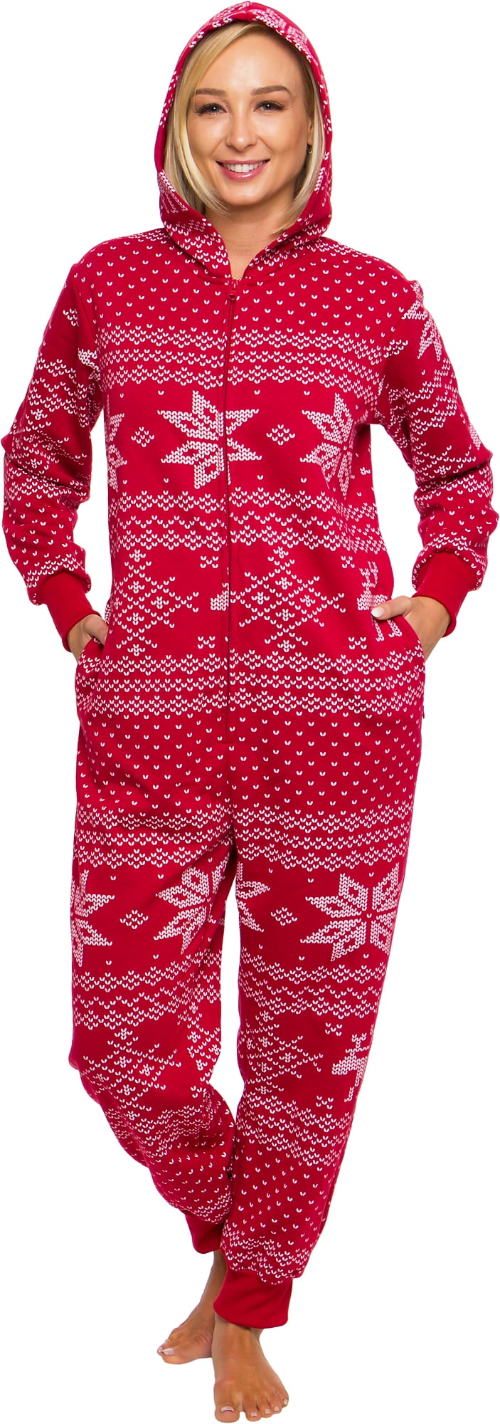 women's two piece footed pajamas