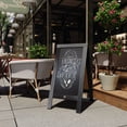 thumbnail image 2 of Flash Furniture Canterbury 40" x 20" Black Wooden Indoor/Outdoor A-Frame Magnetic Chalkboard Sign Set with 8 Chalk Markers, 10 Stencils, and 2 Magnets, and Eraser, 2 of 12
