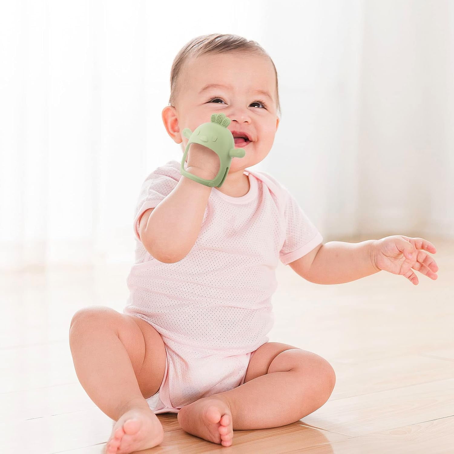Baby Teething Toys, Cute Chick Silicone Teether for Infants 3+ Months, Food-Grade Silicone Hand Grip Chew Toy, BPA Free