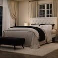thumbnail image 2 of Amolife Queen Bed Frame with Adjustable Headboard, Velvet Upholstered Platform Bed, No Box Spring Required, White, 2 of 11