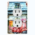 thumbnail image 1 of Metal Light Switch Wall Plate Outlet Cover (Coffee Mocha Espresso Shop Cafe Vintage Store Front Flower - Single Duplex), 1 of 2