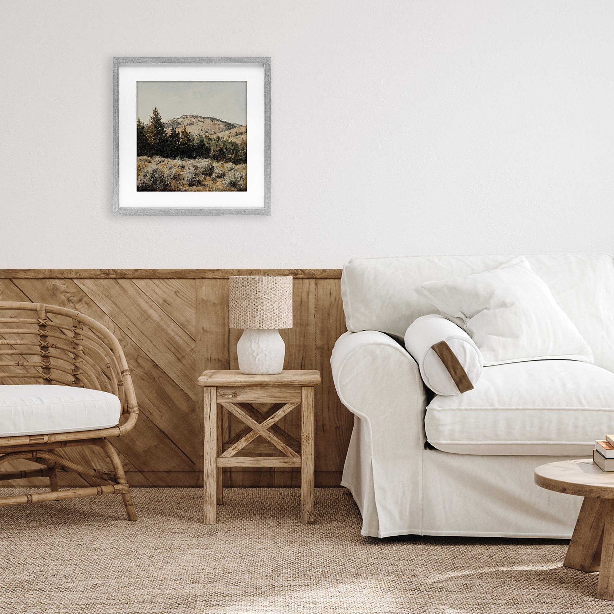Stupell Industries Cedar Mountain View Gray Framed Print Under Glass, design by Petal Prints Design
