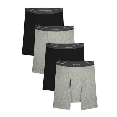 Fruit of the Loom Big Men's CoolZone Fly Dual Defense Black and Gray Boxer Briefs, Extended Sizes, 4