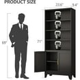 thumbnail image 2 of 71" Metal Bookshelf and Bookcases with 2 Doors and 4 Adjustable Shelves, Tall Black Storage Cabinet  Modern Open Display Book Shelf for Living Room, Bedroom, Office, 2 of 7