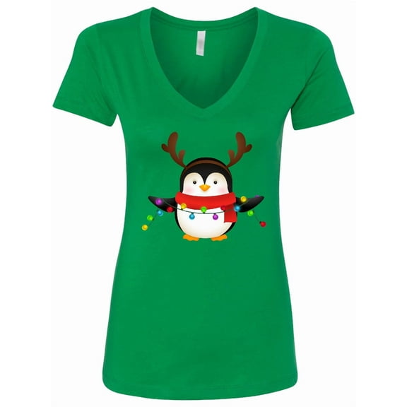 Inktastic Penguin Xmas Women's V-Neck T-Shirt