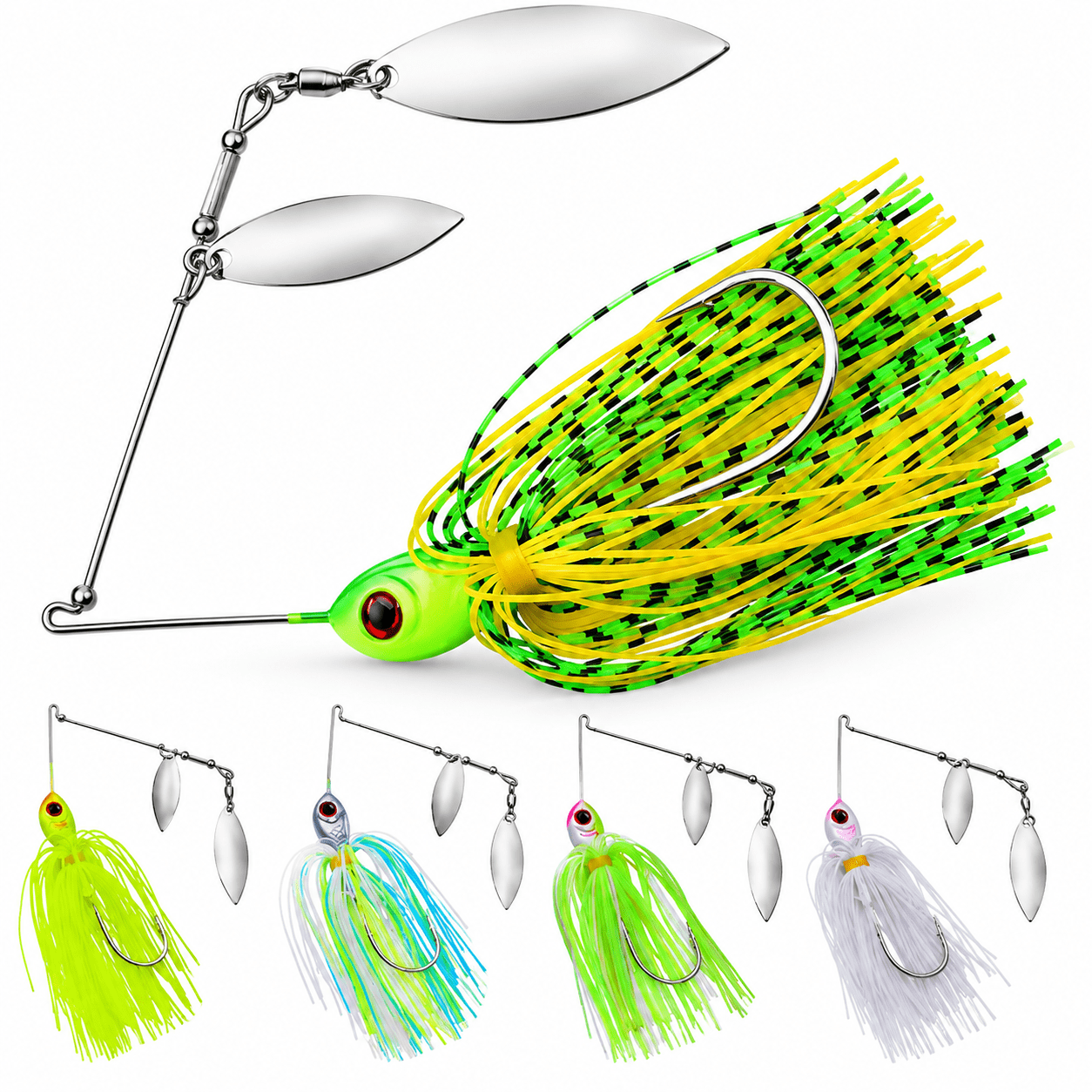 Leafnora Spinnerbait Fishing Lure Hard Metal Jig Spinner Baits Kits Swimbait for Bass Trout Pike Salmon Walleye Freshwater Saltwater 5Pcs/Pack Durable Spinner Baits