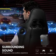 GTPLAYER Gaming Chair with Bluetooth Speakers Music Office Chair with Footrest PU Leather Recliner, Black