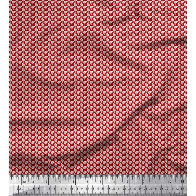 Soimoi Polyester Crepe Fabric Dot & Paisley Printed Fabric 1 Yard 52 Inch Wide