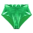 thumbnail image 2 of TiaoBug Womens Low Rise Shiny Metallic Booty Shorts Jazz Dance Hot Pants Clubwear Green S, 2 of 5