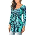 thumbnail image 2 of Blusa holgada informal plisada con cuello en V y manga larga con botones y estampado de Paisley para mujer Xemadio CZMR-ST265-6, 2 of 5